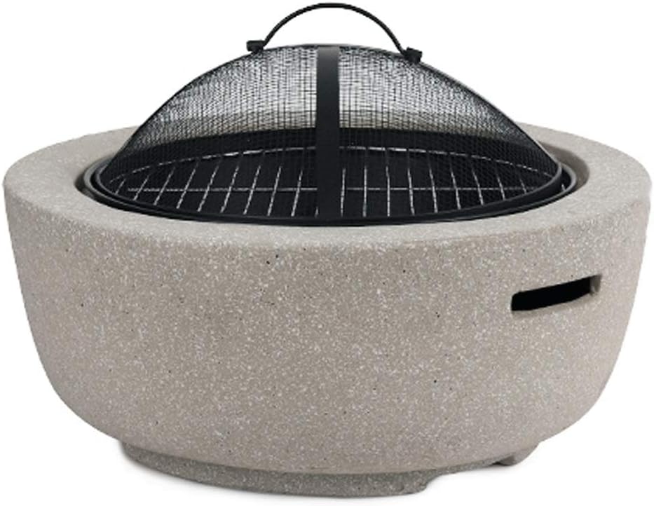 Fire pits Outdoor Fire Pit - Large Bonfire Wood Burning Patio & Backyard Firepit for Outside with Spark Screen, Poker, and Round Fireplace Cover Fire Pit