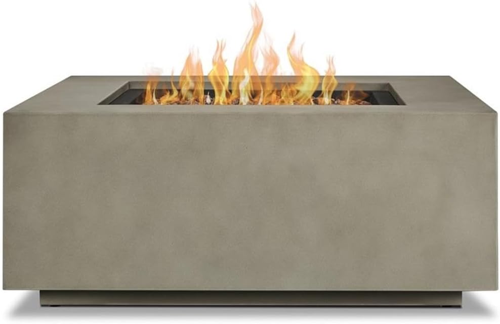 Bowery Hill Traditional Square Propane Fire Table with Conversion Kit in Gray
