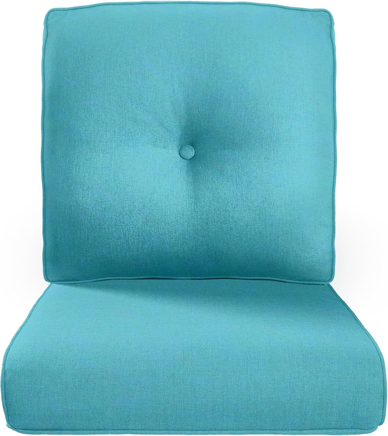 Pop 22x25/22x24 Outdoor Replacement Cushions - 1 Set High Back Deep Seat Patio Furniture Cushion for Wicker Dining Swivel Rocking Chairs Loveseat Couch Sectional Sofa - Turquoise/Button