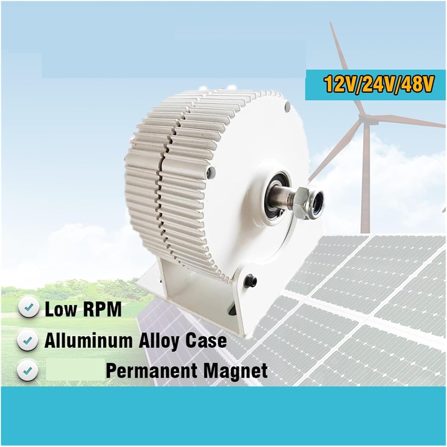 Low Speed Wind Turbines Generator 500w 600w 12V 24V 48V Gearless Permanent Magnet Generator AC tors Wind Turbine DIY Low Starting Speed for Home(Without Base,48V_600W)