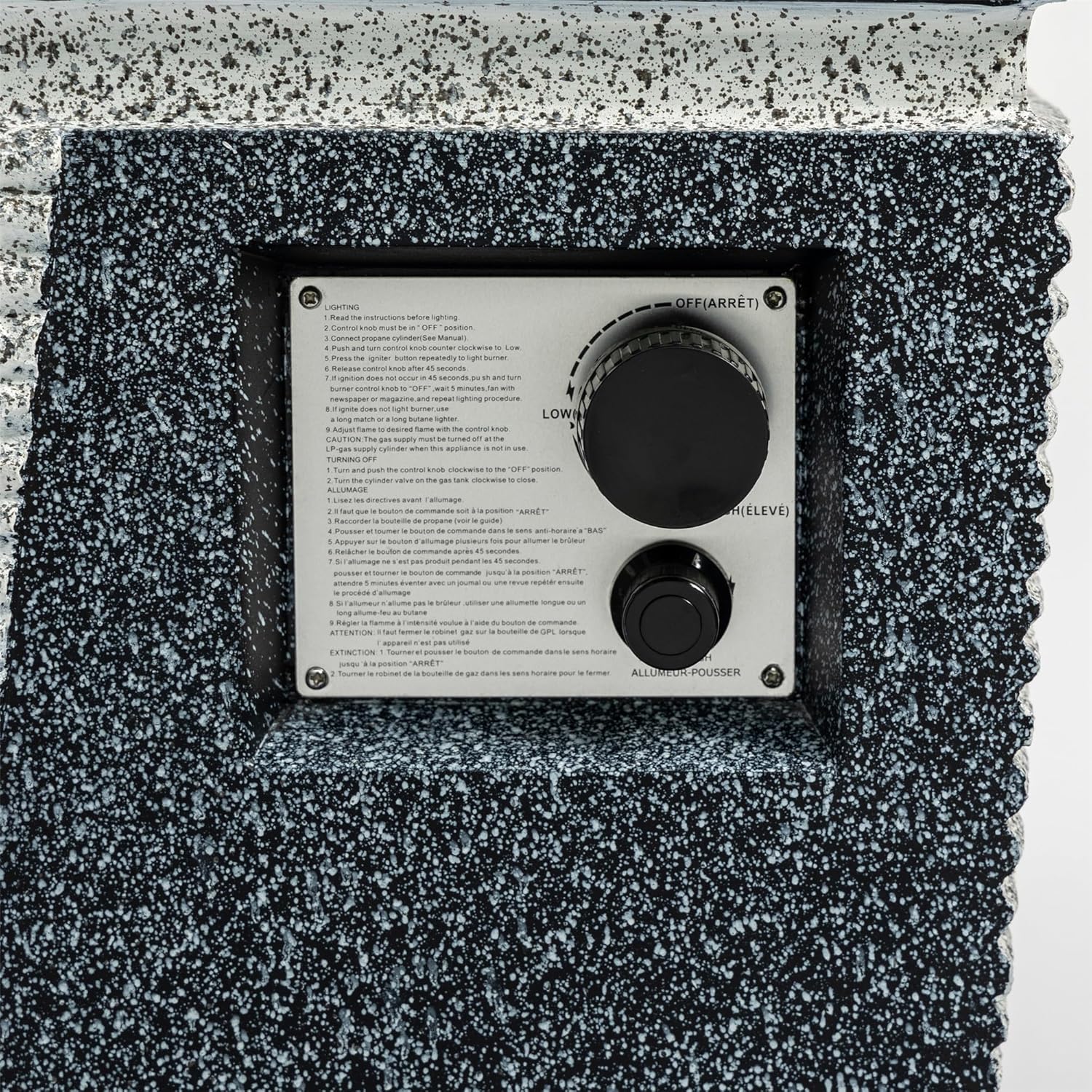 Outdoor Propane Fire Pit Column - Magnesium Oxide Construction, 40,000 BTU Heat Output, Electronic Pulse Ignition, Includes Glass Rocks & Rain Cover for Patio Warmth & Ambiance