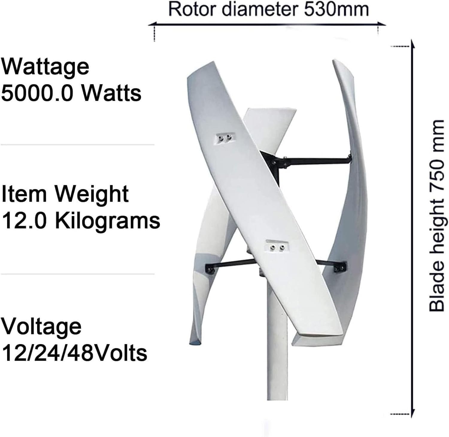18000W Portable Vertical Wind Turbine Generator Kit, 3-Blade Helix Design with Charge Controller for Marine, RV, Home & Industrial Energy Solutions (12V)