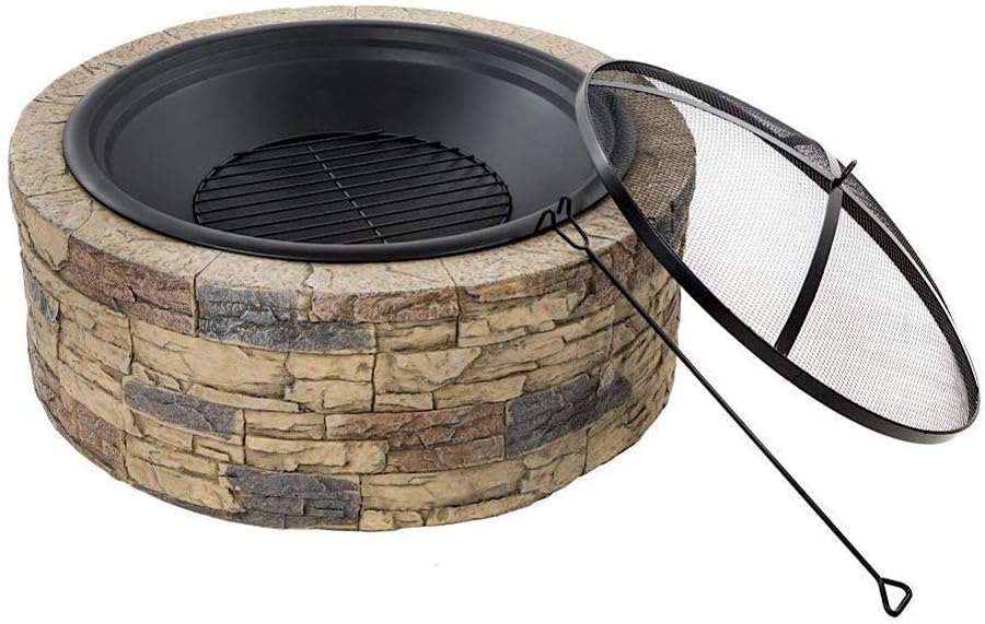 Round Large Fire Pit for Ground, Patio, Deck, Lawn, Outdoor or Campsite Fire Pits