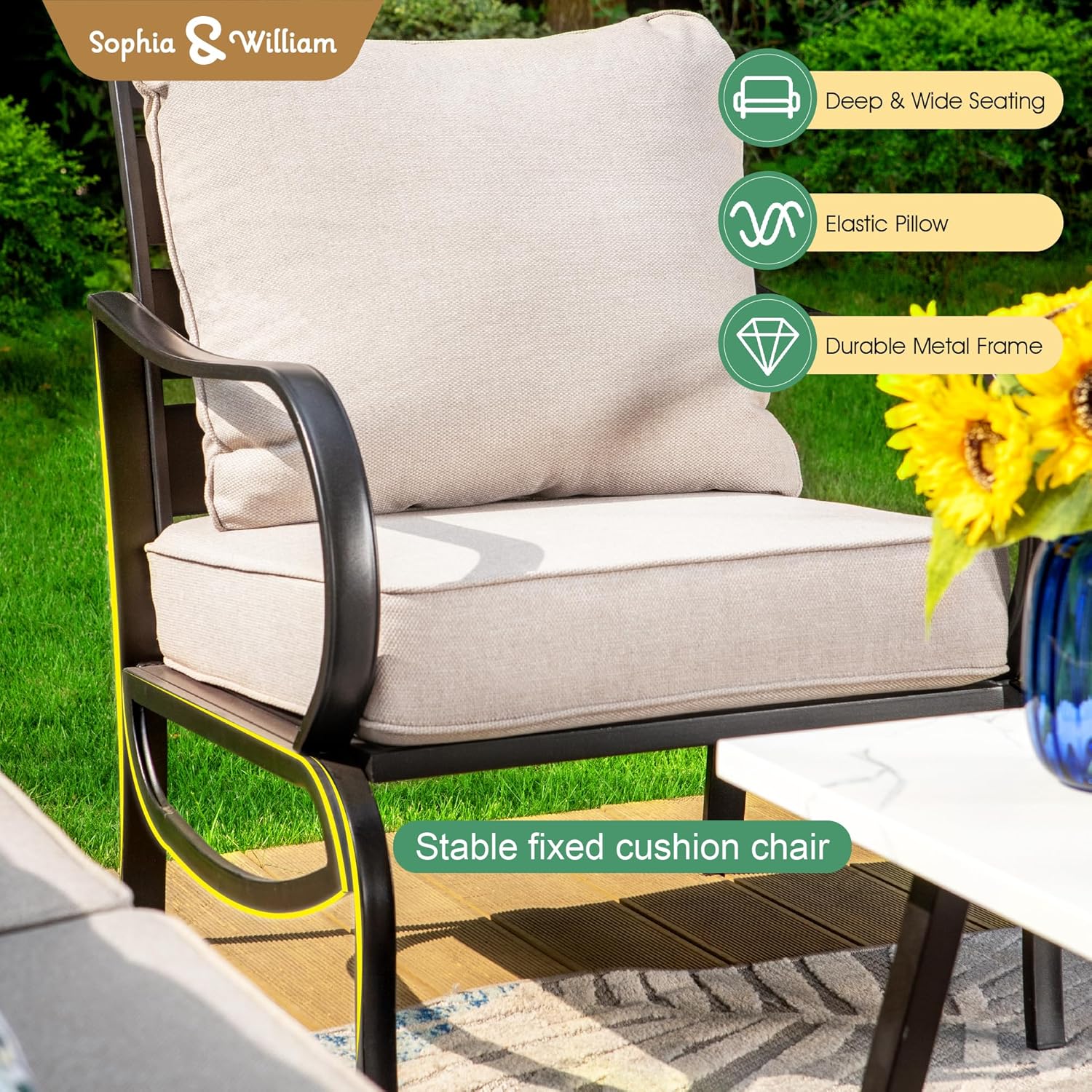 Sophia & William Patio Furniture Sets 5 Pcs with 28