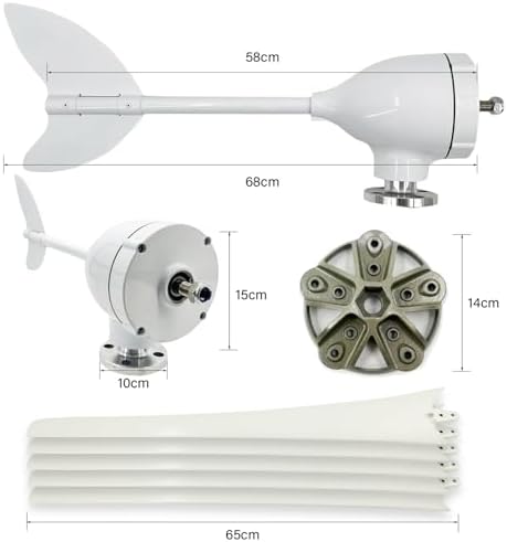 800W-1200W Small Wind Turbine Generator Kit - 12V/24V/48V with 5 Blades & Controller, Aluminum Alloy Windmill for Marine & Home Charging Solutions