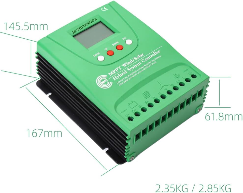 220v, 12V 24V 48V 12000W MPPT Hybrid Controller - Wind Solar Power Regulator for Wind Turbine Generator Battery Charging(Blue)