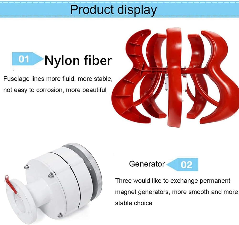 3 Phase AC Permanent Magnet Wind Generator Kit 10000W 12V/24V/48V/220V 4 Blade Wind Vertical Axis Generator with Controller for Outdoor