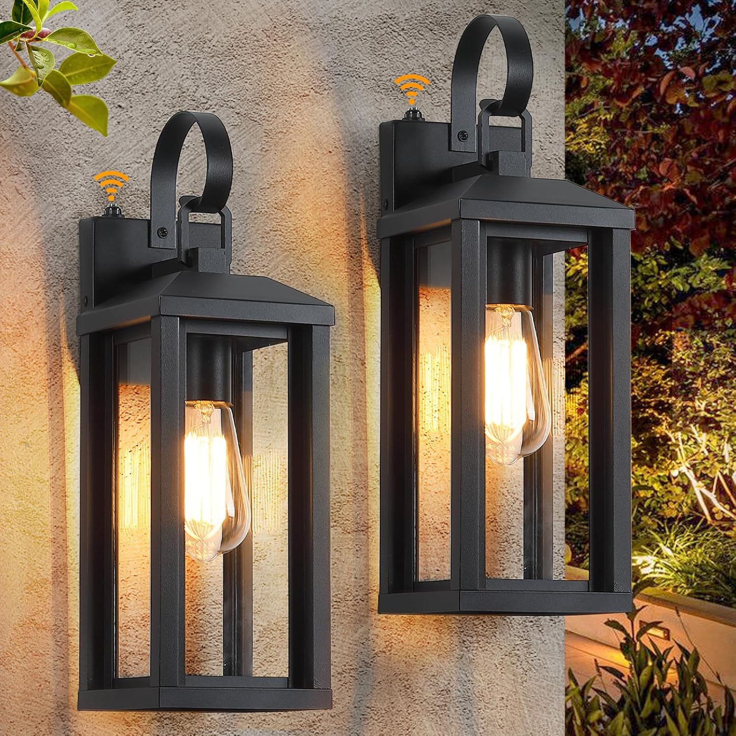 Dusk to Dawn Large Exterior Wall Lights 2-Pack, 17
