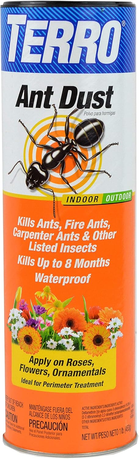 TERRO T600 Ant Dust Powder Killer for Indoors and Outdoors - Kills Fire and Carpenter Ants, Roaches, Spiders, and Other Insects, 1lb (Pack of 12)
