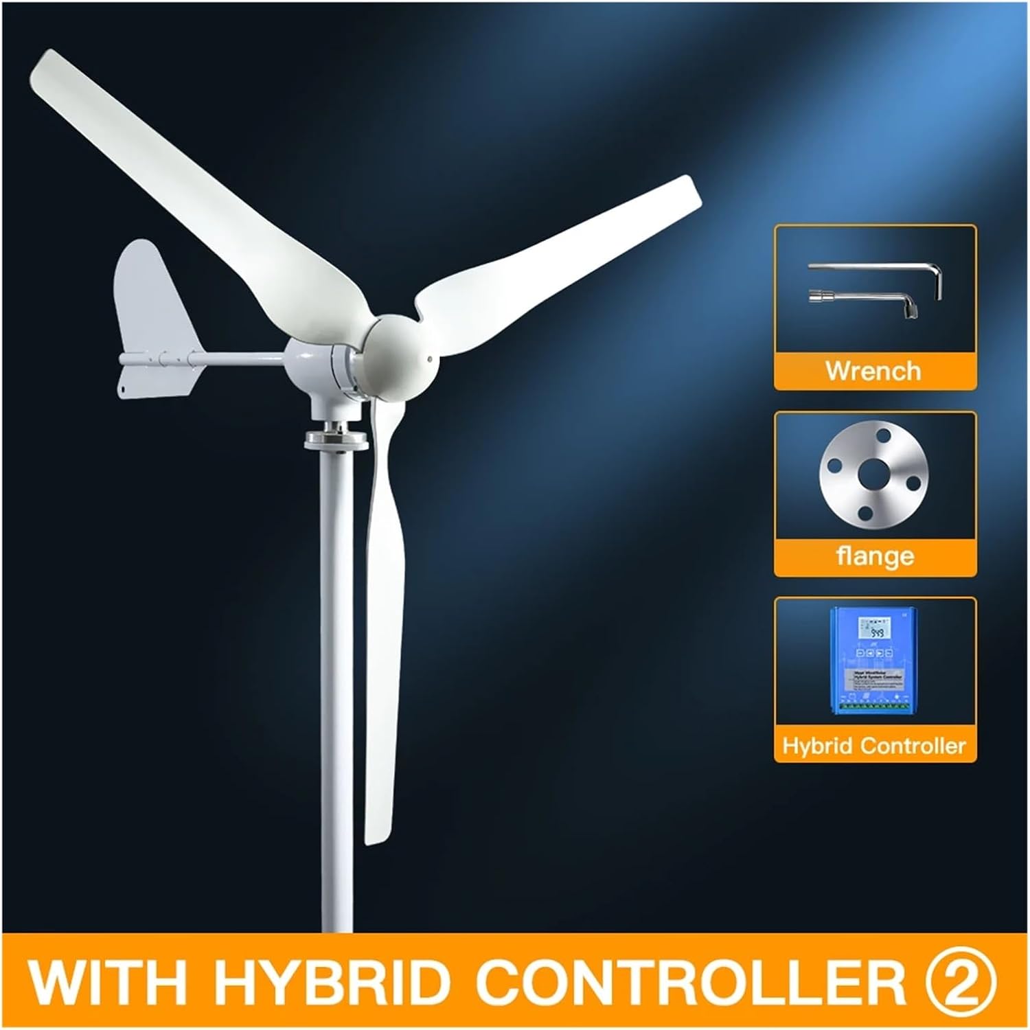 10KW Horizontal Turbine 12V/24V/48V Low Noise 5-Blade Wind Turbines Generator Kit for Family with Controller Low Starting Speed for Home(Model4,48V)