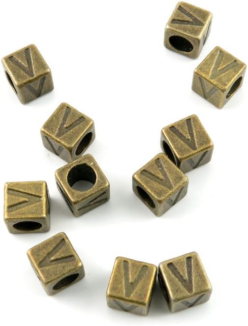 1180 Pieces Jewelry Making Charms Findings Antique Bronze Brass Fashion Jewellery Wholesale Supplies Pendant Lots Bulk Supply Q5LB3 Alphabet V Cube Loose Beads