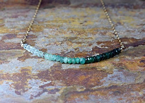 JEWELZ ombre emerald necklace, gold fill gemstone necklace, may birthstone, beaded jewellery 3.5mm