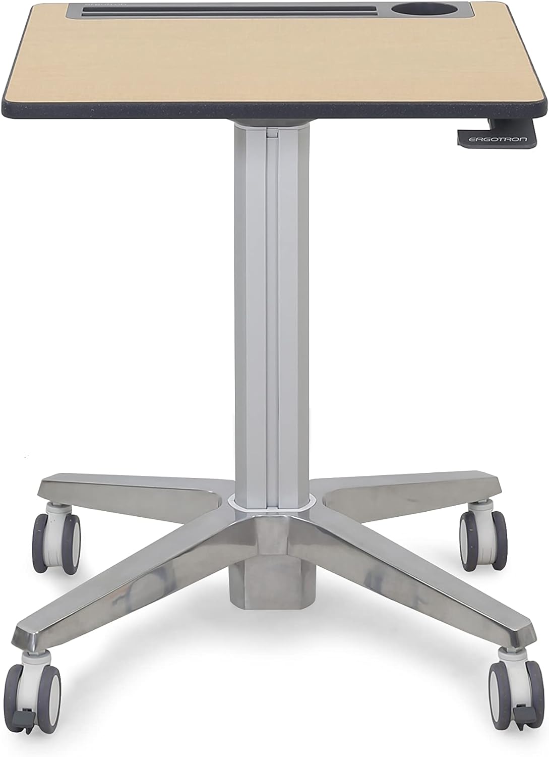Ergotron – Mobile Standing Desk, Adjustable Height Small Rolling Laptop Computer Sit Stand Desk with Wheels for Classroom, Office, Medical or Home Use – Adjusts from 29 to 45 Inches – Maple