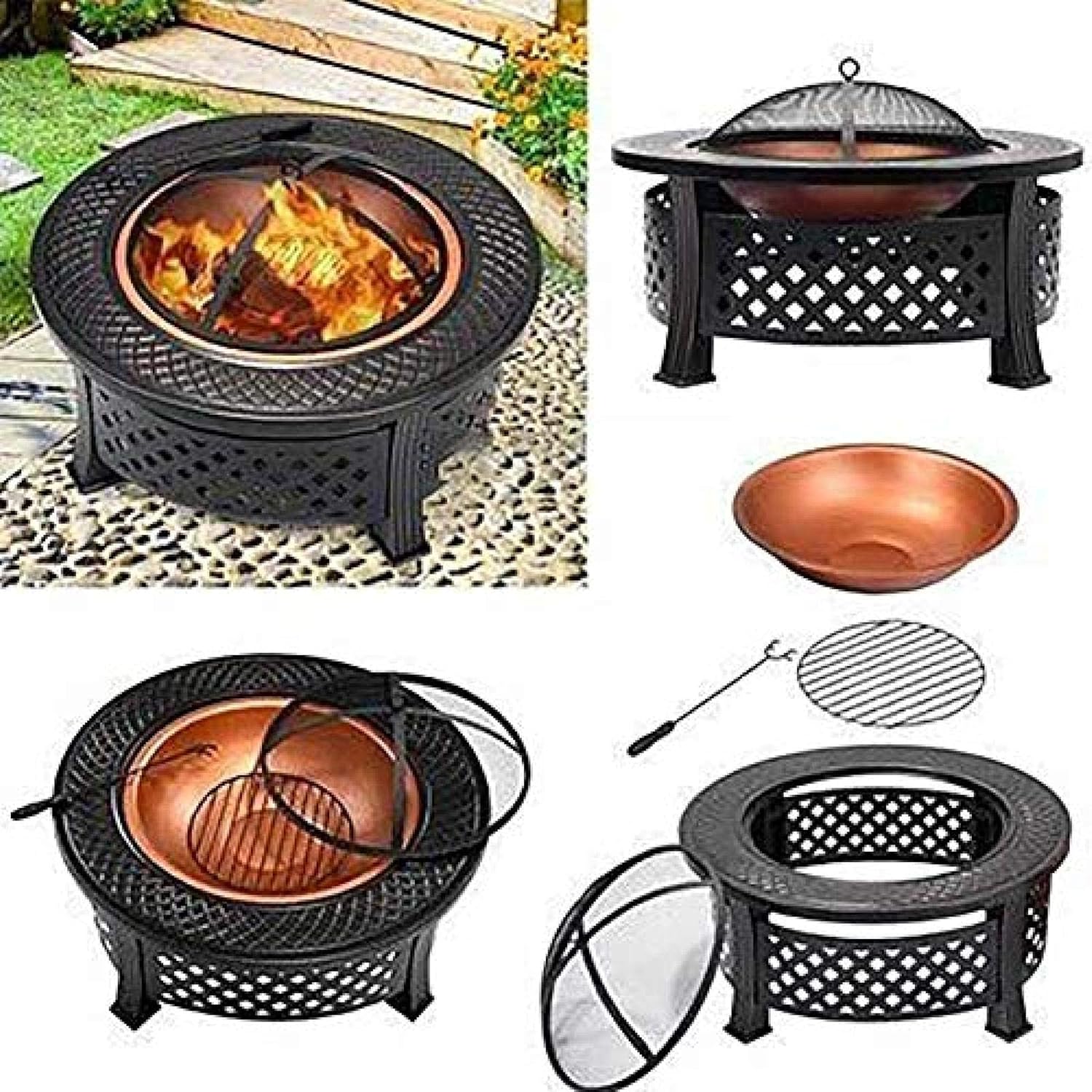 Fire Pit BBQ Grill Fire Bowl Bowl Barbecue Stove Outdoor Yard Barbecue Grill Coal Stove Brazier Coal Heating Stove Indoor Stove Grill