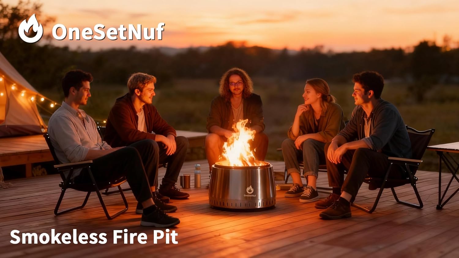 21 Inch Smokeless Fire Pit, for Outdoor Patio & Backyard, Dual Airflow Secondary Combustion, Stainless Steel Firepit with Detachable Ash Pan, Clean Burn, Portable for Camping & Gatherings