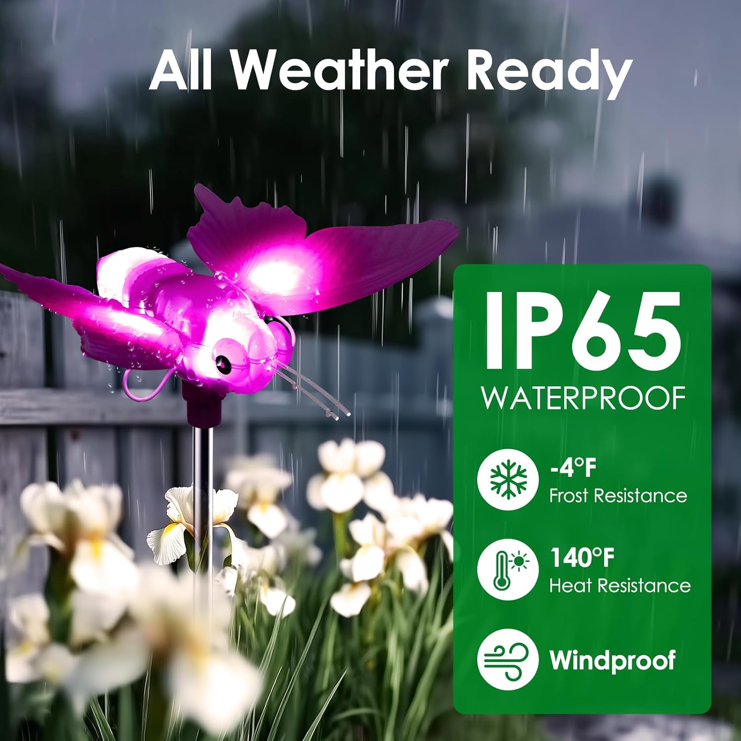 Outdoor Solar Lights for Yard, Self Swing Purple Solar Butterfly Lights, 1800mAh Waterproof Garden Lights Auto On/Off for Garden Yard Path Walkway Driveway Patio Decor, Warm White.（4 Pack