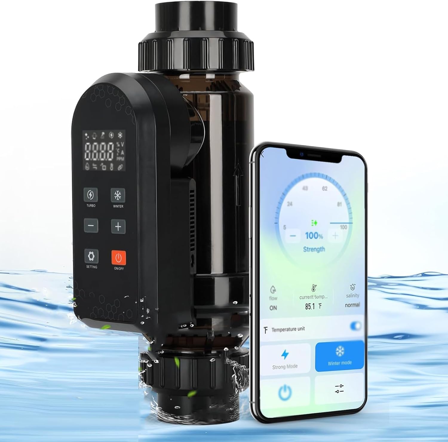 Salt Chlorine Generator for Saltwater Pool Chlorinator System with Smart Digital Panel, Salt Cell Cleaner Up to 60,000 Gallons for Swimming Pools and Spas,50g/h(40K~60K)