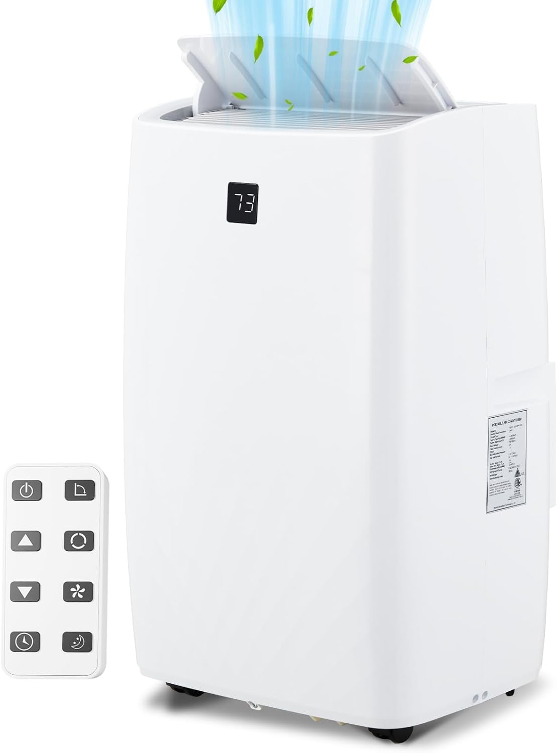 14000 BTU Portable Air Conditioner, 4-In-1 Energy Efficient Room Air Conditioner w/Remote/Fan/Dehumidifier, Cools Areas Up to 750 Sq. Ft. 24-Hour Timer for Living Room/Bedroom, White