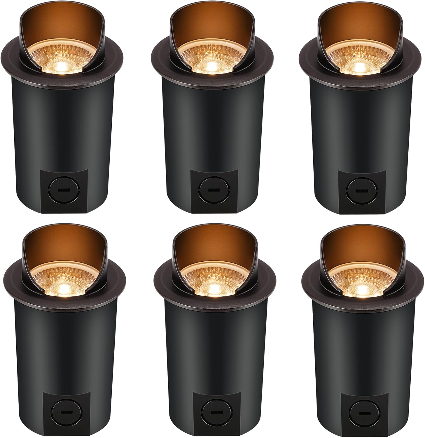 [6 Pack] CLOUDY BAY 9W Well Lights Landscape LED In Ground Outdoor,Shielded Top,Low Voltage 12-24V AC/DC,Waterproof Aluminum Uplights,2700K/3000K/3500K/4000K/5000K,Transformer Excluded
