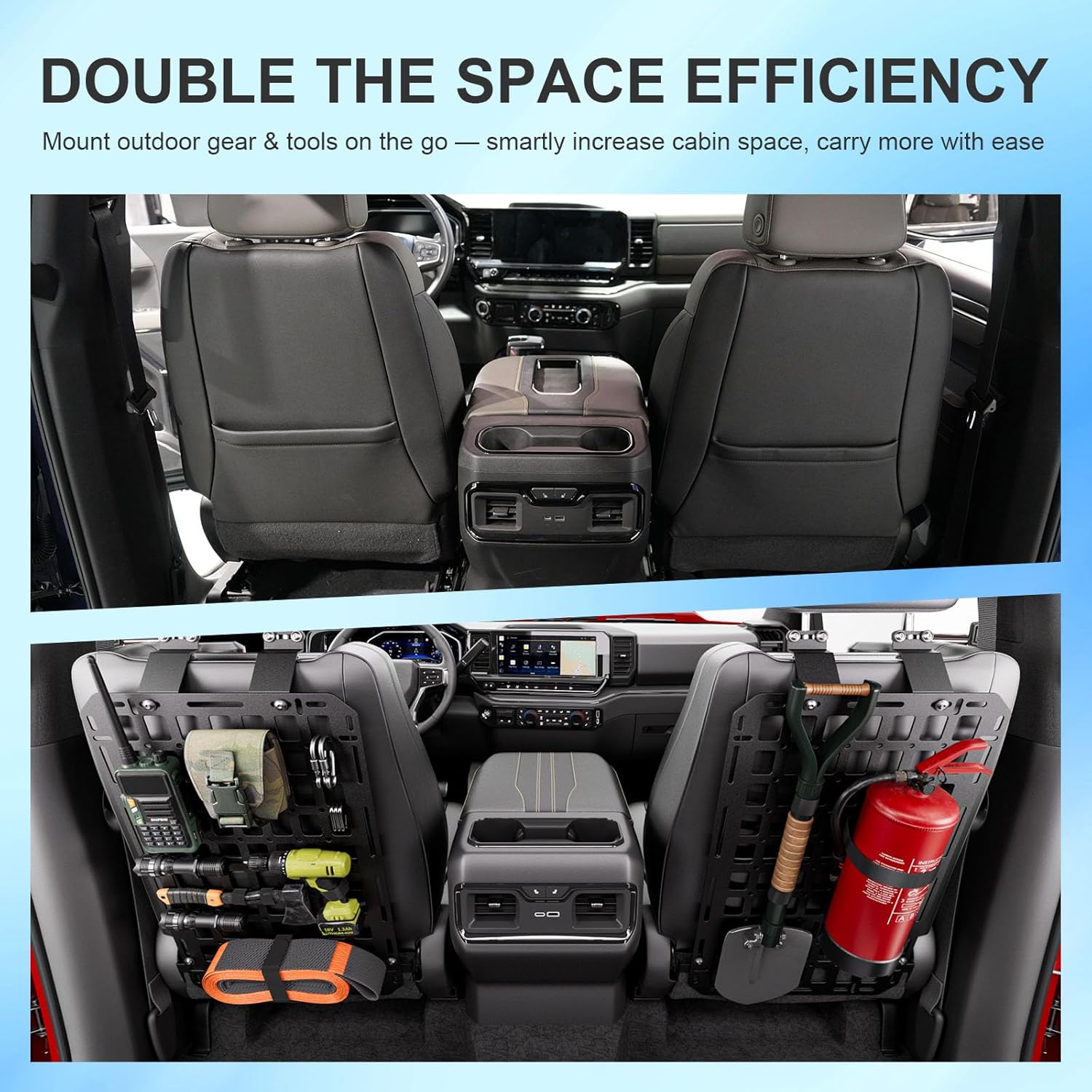 2PCS Seat Back Molle Panel Compatible with 2019-2025 Chevy Silverado GMC Sierra 1500 Seat Back Organizers Molle Tactical Truck Organizer Replacement for 2019-2025 Chevy Silverado Accessories