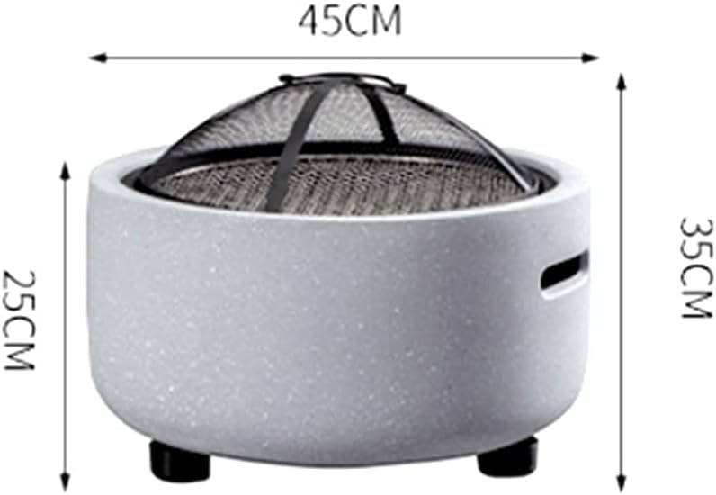 Barbecue Brazier Contemporary Garden and Patio Heater Fire Pit Camping BBQ Grill Bowl Brazier Burner with Poker Grill Mesh Lid 45 x 35cm