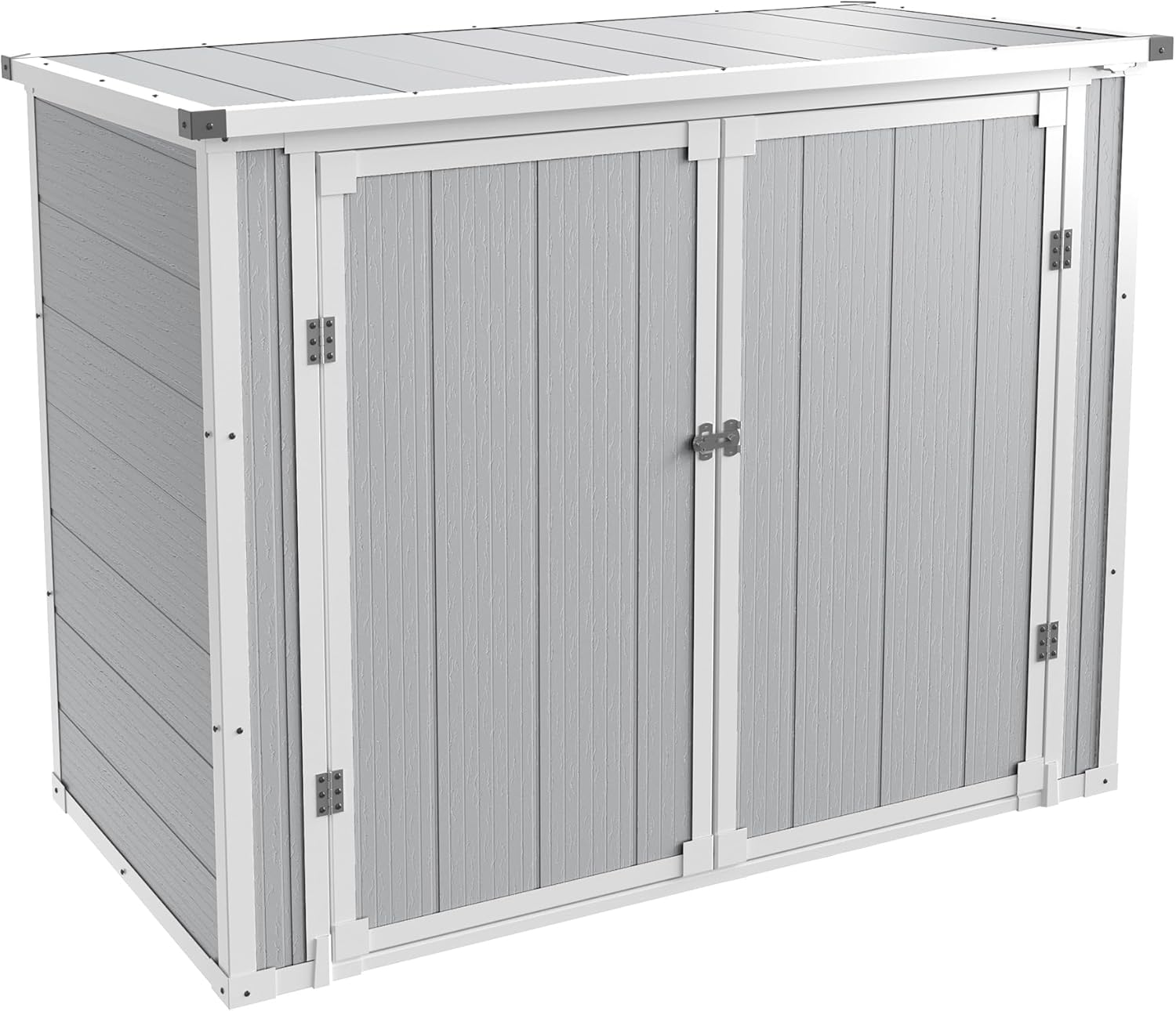 UDPATIO 41 Cu.Ft Horizontal Storage Shed Outdoor, Weatherproof Resin Storage Shed with Floor Thickened, Gas Spring, Lockable Doors for Trash Can Storage, Tools, Lawn Mower, for Patio,（light grey）