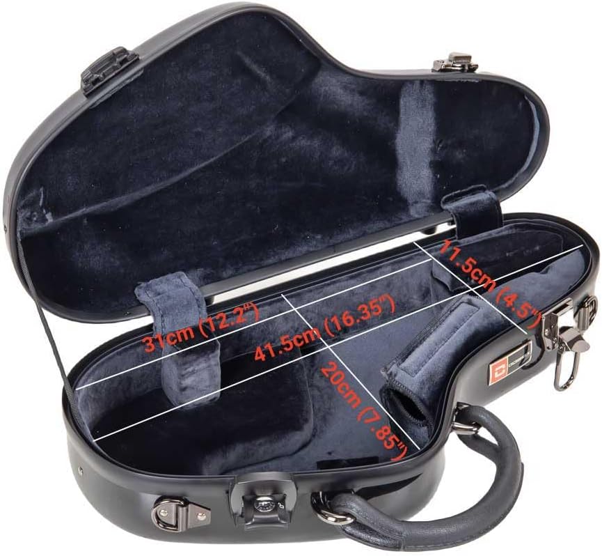 Crossrock Pro-Grade Curved Soprano Saxophone Case | Jet Black Gloss, TSA Lock, Elite Protection, Detachable Backpack Straps, Accessory Pocket for Professional Musicians