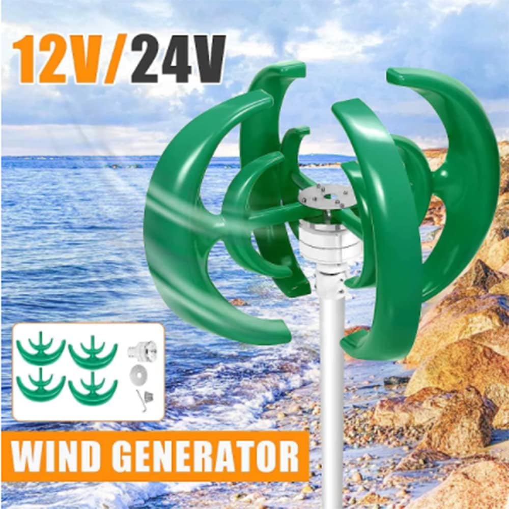 4200W 12V 24V Vertical Axis Wind Turbines Generator Lantern 4 Blades Motor Kit Windmill Energy Charge Turbines for Home Camping,12v
