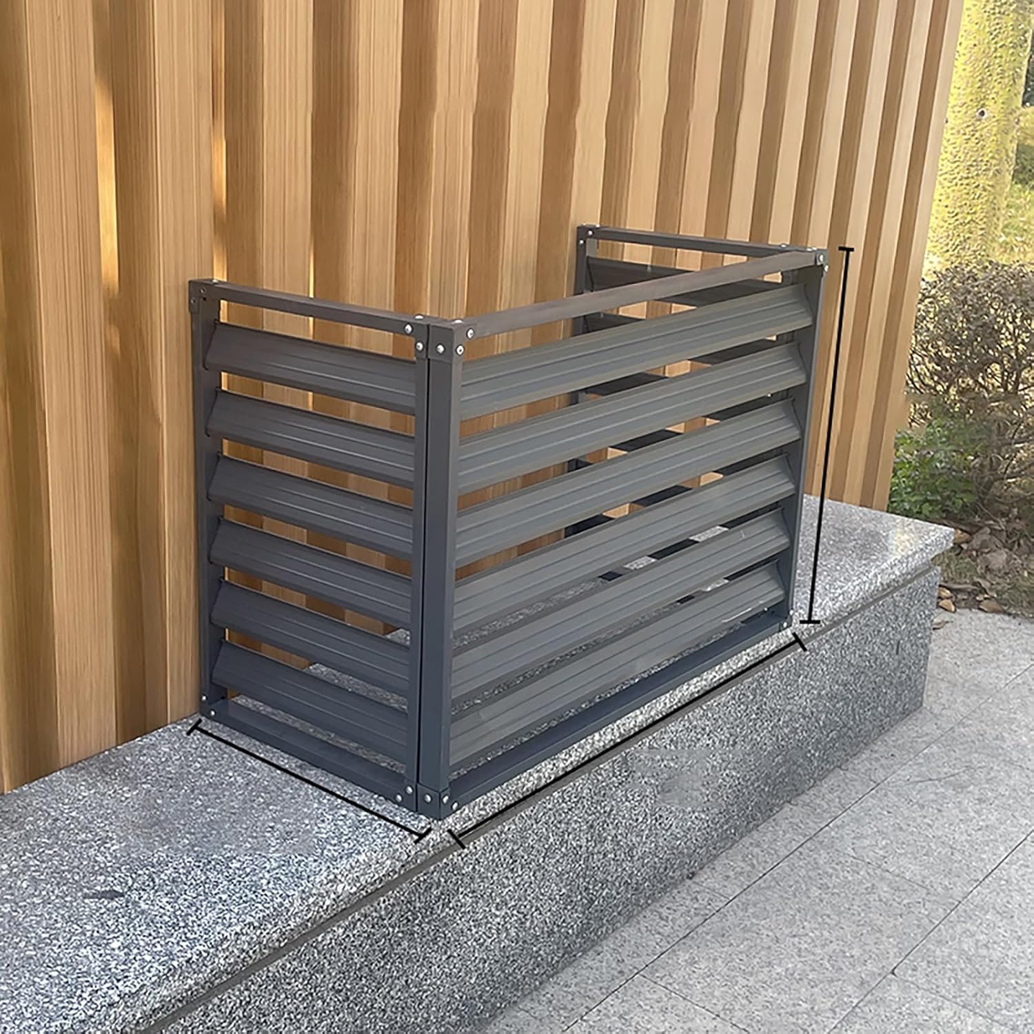 Outdoor Privacy Screen Air Conditioner Cover for Outside Units, Aluminum All Weather Protective Cover, Outdoor AC Unit Cover Trash Can Enclosure Free Standing Flower Stand Garden F