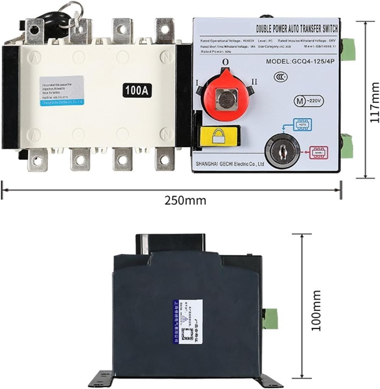 Double Power Automatic Transfer Switch GCQ4 Isolated PC-Level Generator Switch fire-Fighting Dual Power Automatic Transfer Switch(4P3200A)