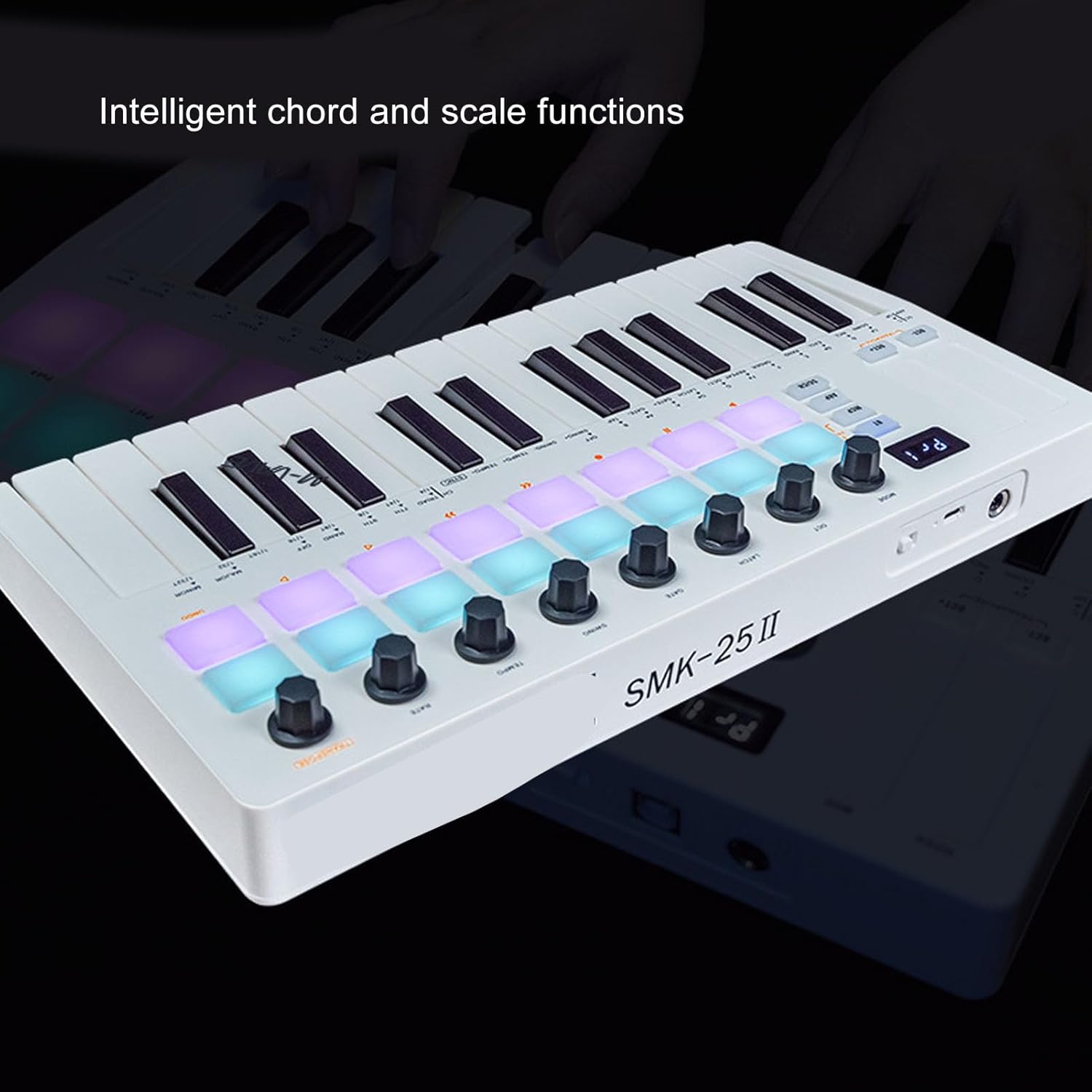 MIDI Keyboard Controller, Key MIDI Keyboard Controller with Connection, Built in Smart Chord and Smart Sound Functions