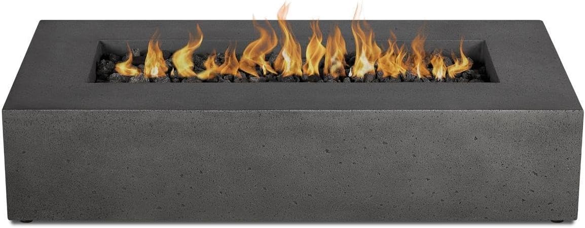 BBQGuys Signature La Valle 56-Inch Rectangle Propane Fire Table - Carbon - 1590LP-CBN