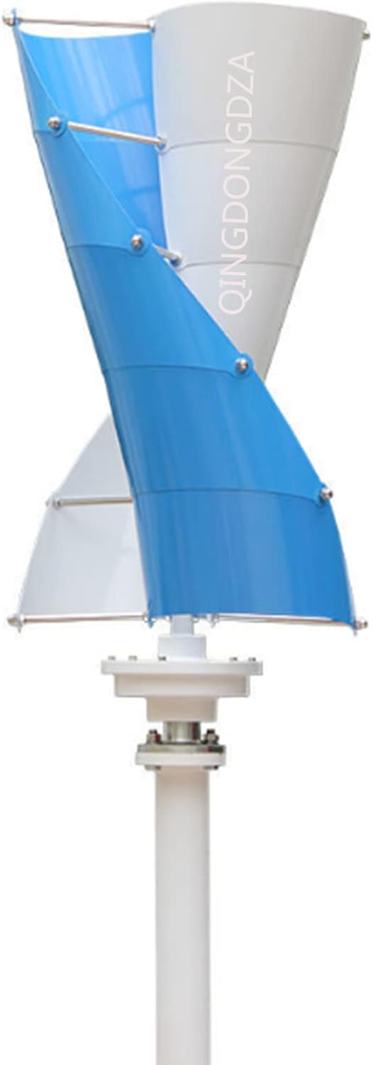 Vertical Wind Turbine, 3000W 220V/12V/24V/48V AC Wind Turbine Kit Wind Power Generator with MPPT Controller 10 Blades for Terrace Marine (Blue)