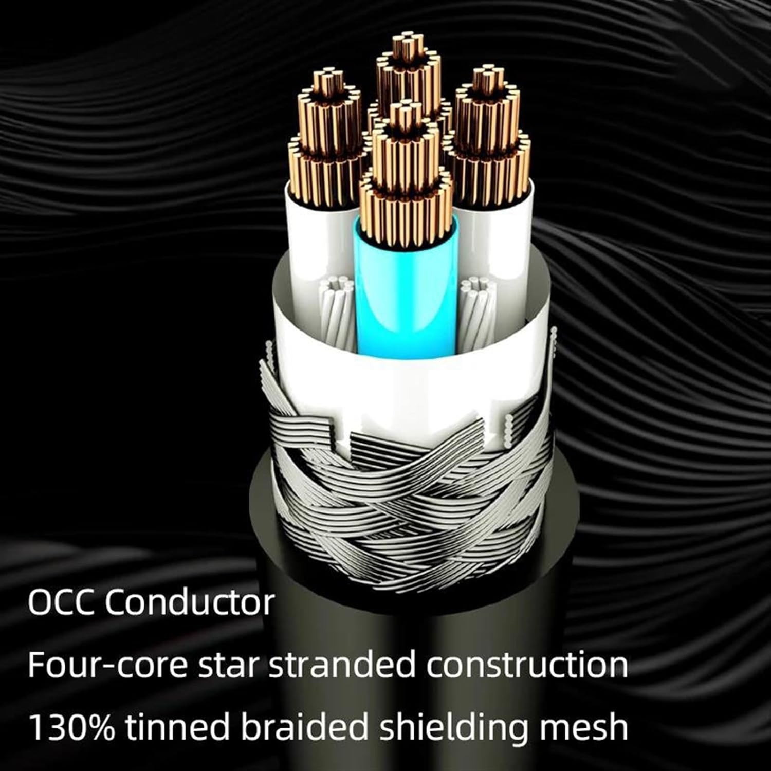 Guitar Audio Cable 6.35mm Aux Guitar Cable Gold Plated Mono 6.35 TS Male to 6.35 TS Male Guitar Amplifier Cable(1m)