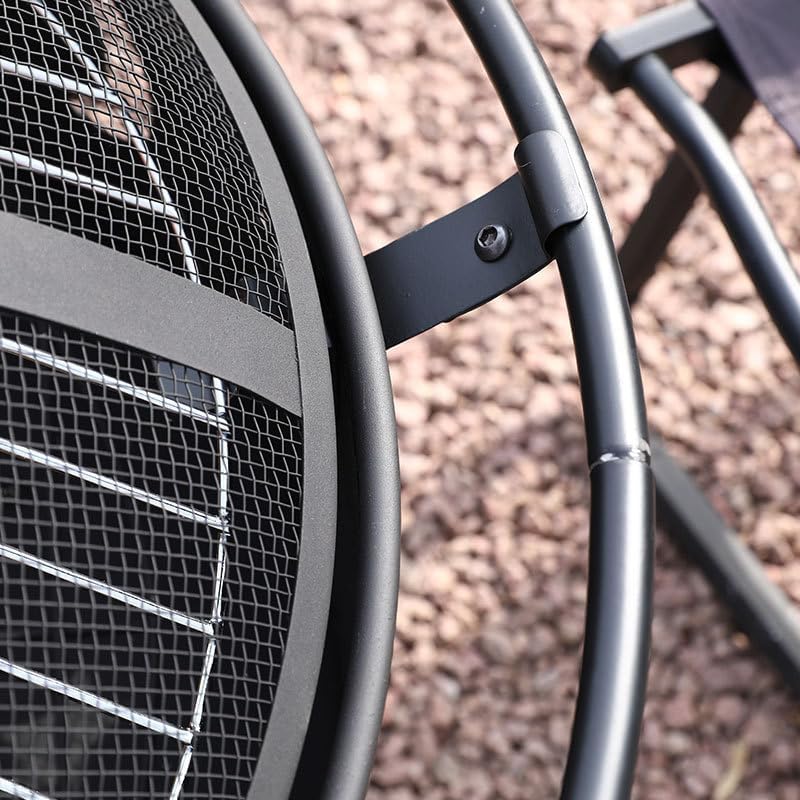 Zimtown 30 Inch Outdoor Fire Pit, Star and Moon Design, Small Wood Burning Firepit with Spark Screen, Mesh Cover, Fire Poker, Steel Bowl Brazier for Outside Patio Porch Deck Backyard Garden