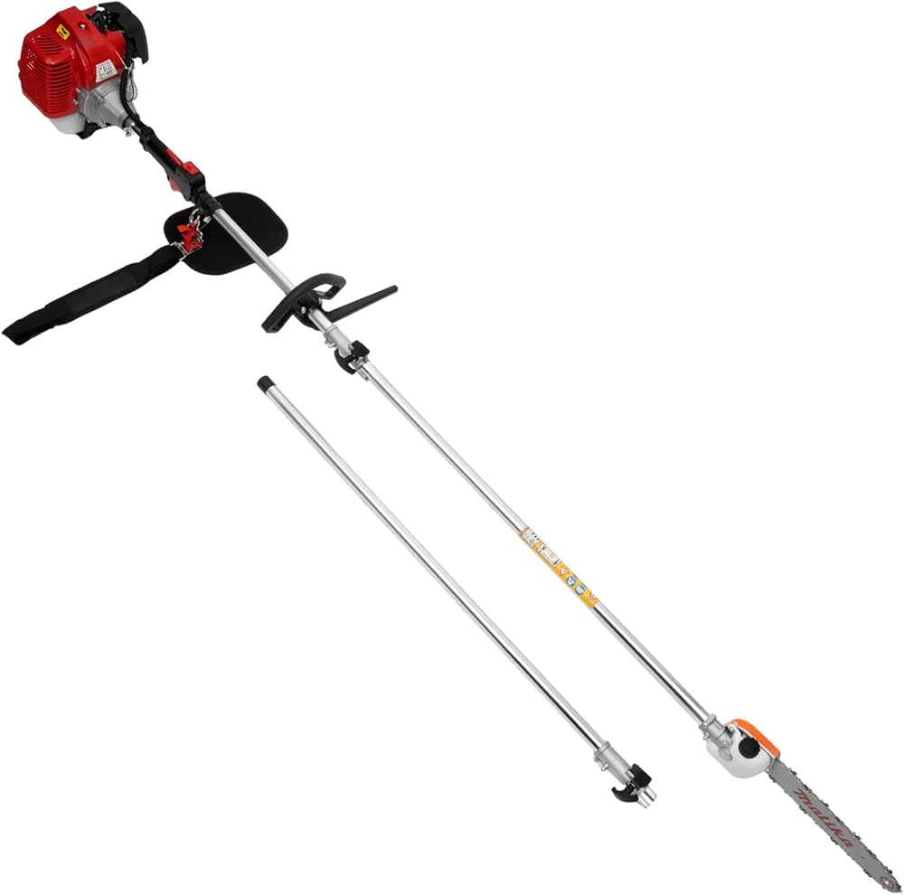 42.7CC Air Powered Pole Saw,2 Stroke Tree Pruner Chainsaw 12 Inch,Split Shaft Chainsaw,Pruner,Trimmer,Long Arm Detachable Design,Outdoor Tree Tools