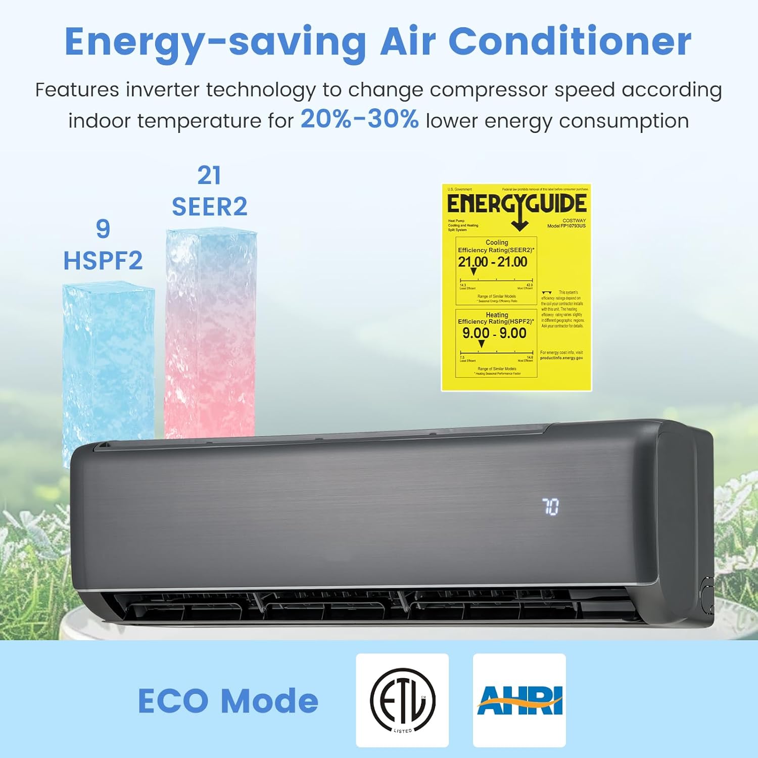 DORTALA 18000 BTU Mini Split Air Conditioner & Heater, 21 SEER2 208-230V Pre-Charged Inverter Heat Pump System, Wall Mounted Ductless AC Unit with Remote