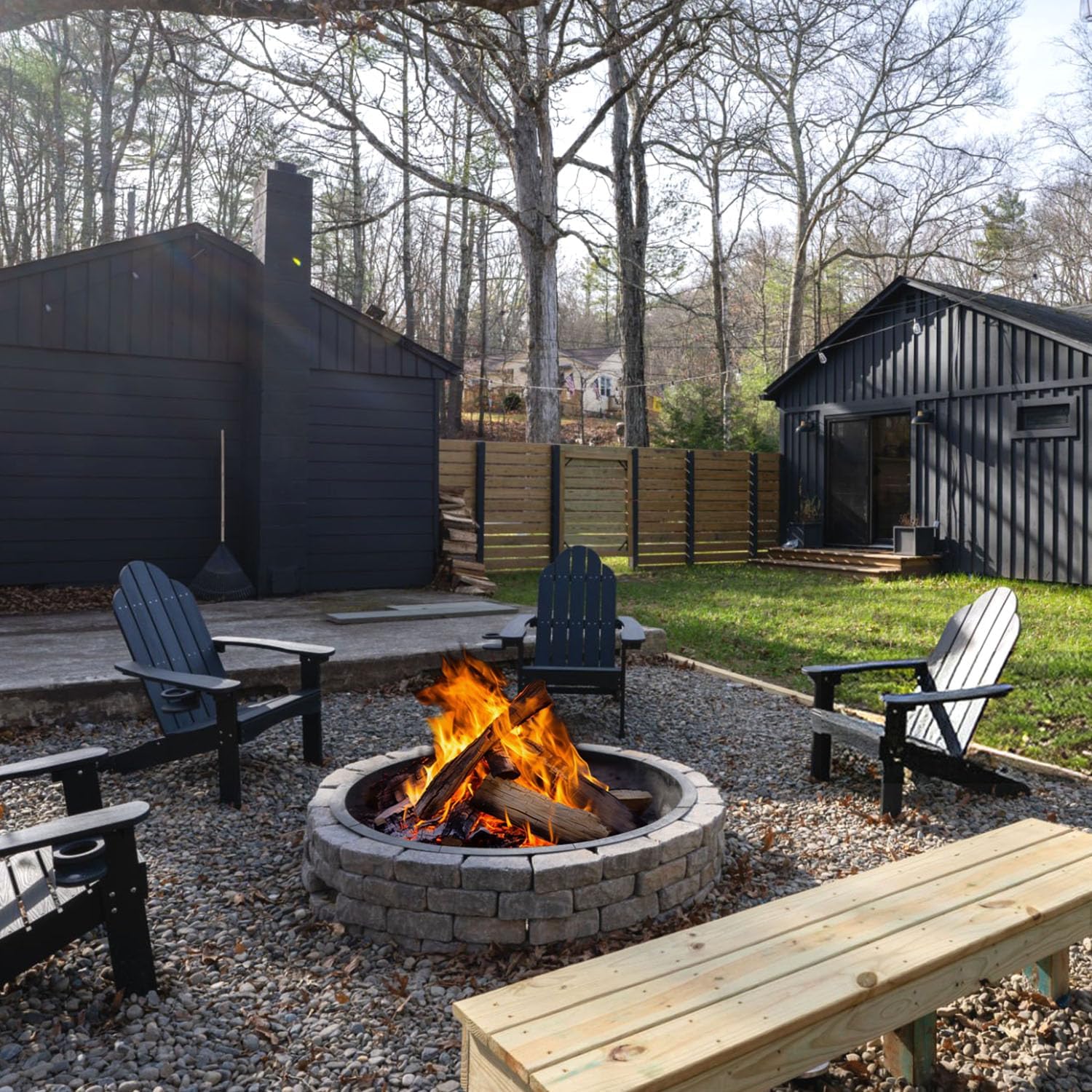 Fire Pit Ring Outdoor Wood Burning Fire Pit Liner 35.4 Inch Camping Fire Ring Painted Steel Firepit Ring Heavy Duty Campfire Ring Above or In-Ground for Bonfire Outdoor Backyard