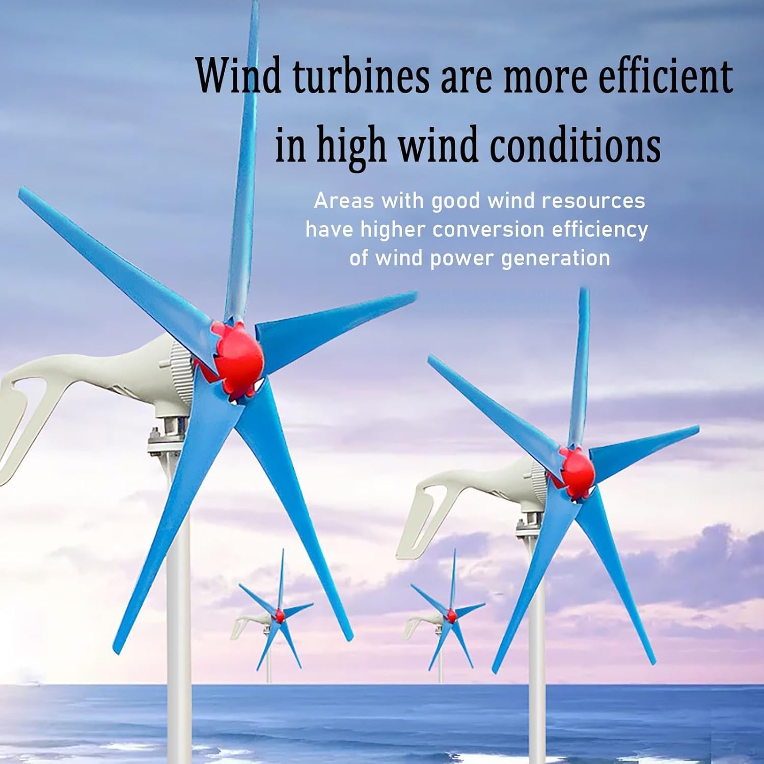 CAJUCA 1000W Wind Turbine Generator Kit 5 Blade Generator Automatic Direction Adjustment Wind and Solar Hybrid Power Generation System