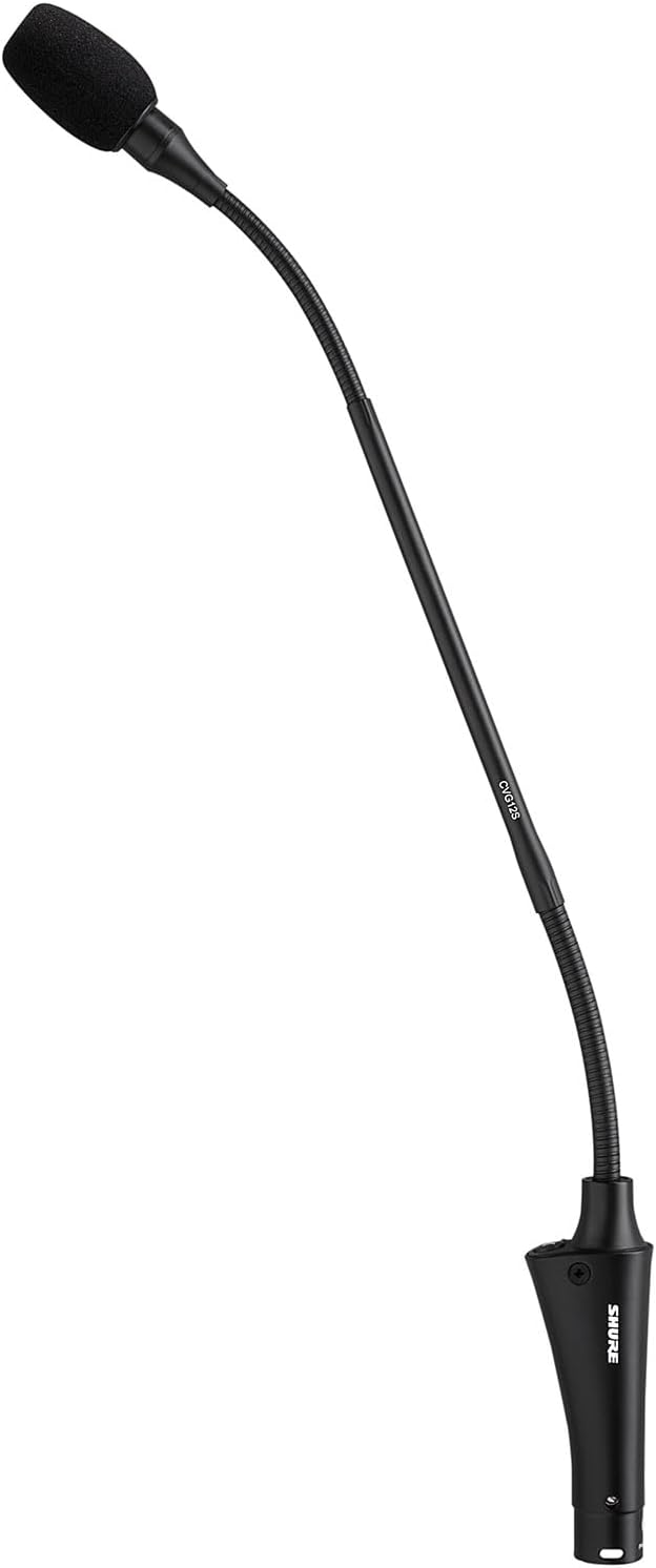 Shure Centraverse CVG Gooseneck Microphone - Black, Cardioid Condenser Mic with 12-inch Neck and Inline Preamplifier, Includes Windscreen & Mounting Flange (CVG12-B/C)