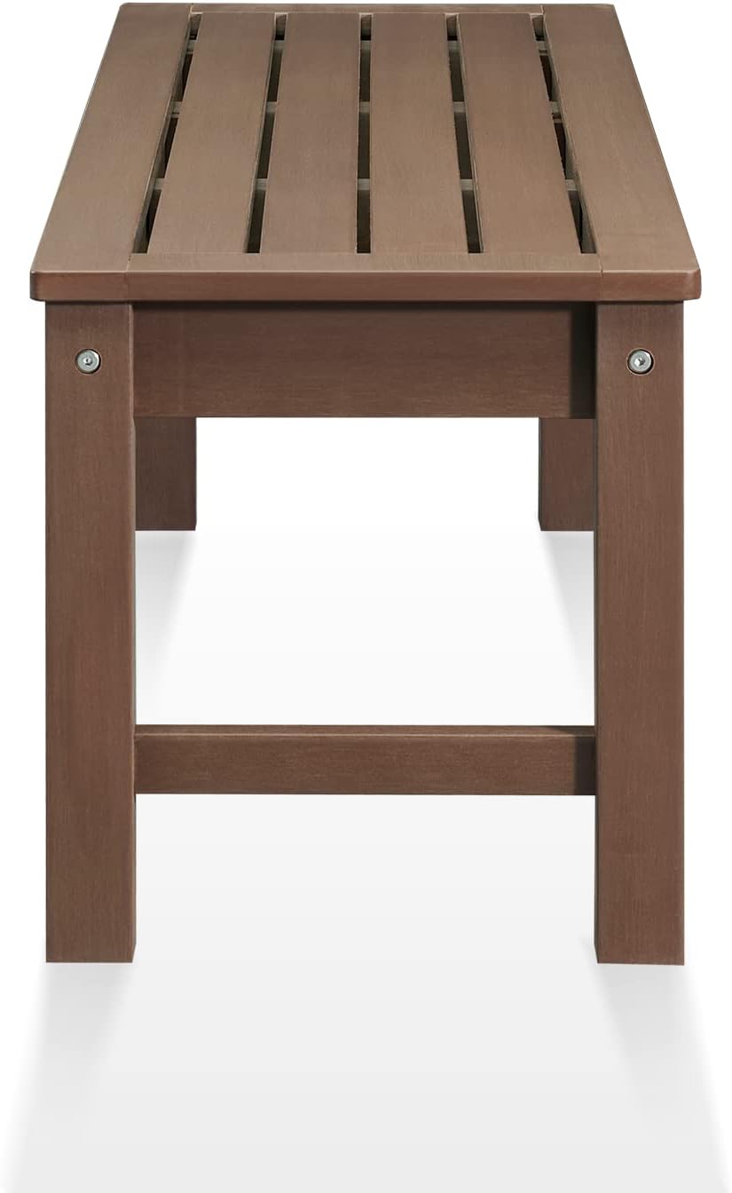 Psilvam Knight Bench Set of 2, Two Person Outdoor Poly Lumber Patio Backless Bench, Weatherproof Garden Bench That Never Rot and Fade, Suit for Church, School, Garden, Porch and Park (Brown)