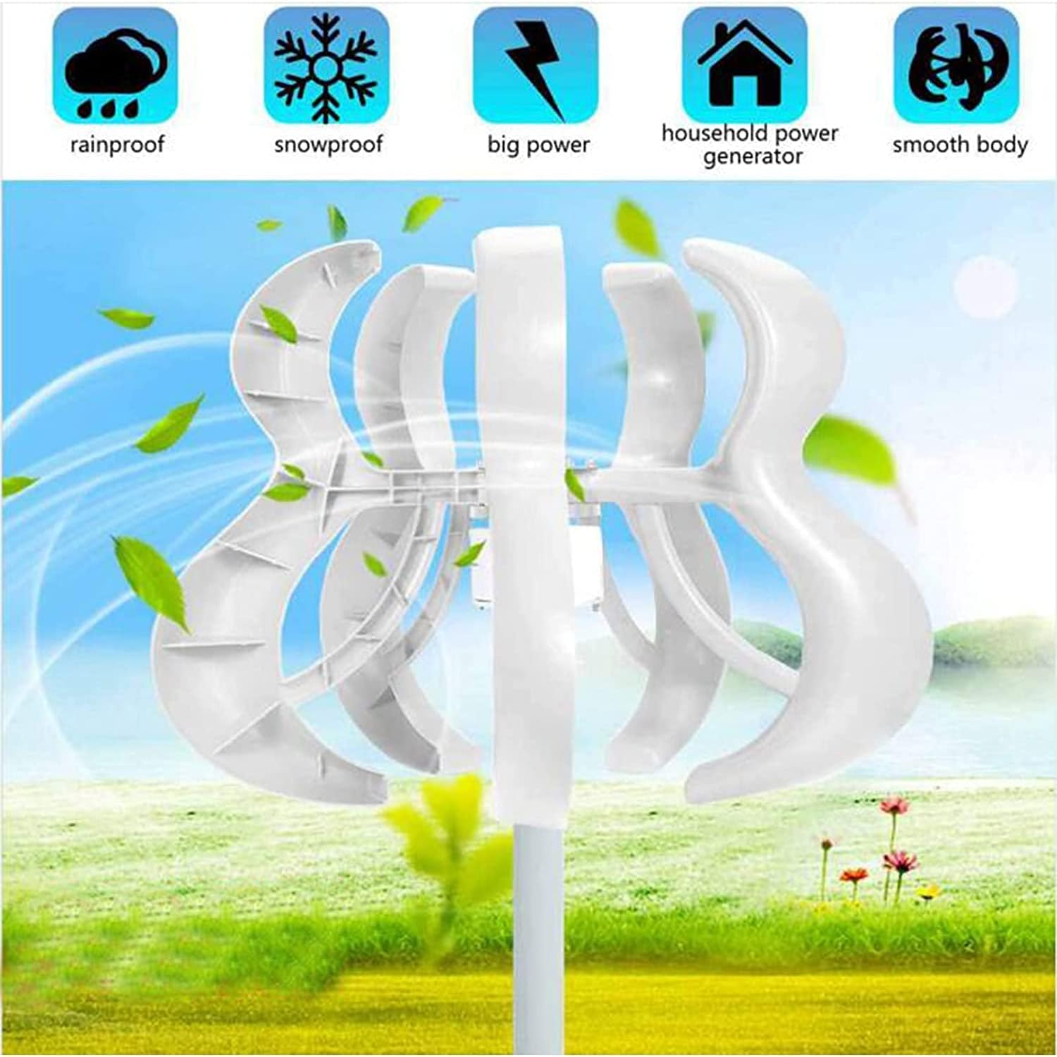 10000W Vertical Axis Wind Turbines, 12V 24V Generator Lantern Motor Kit Windmill Energy Coating Turbines