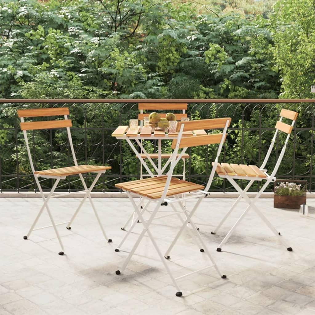 Folding Bistro Chairs 4 pcs Solid Wood Acacia and Steel,Acacia Wood Folding Patio Bistro Chairs for Outdoor, Durable and Comfortable for Garden and Terrace Outdoor Furniture, Outdoor Chairs