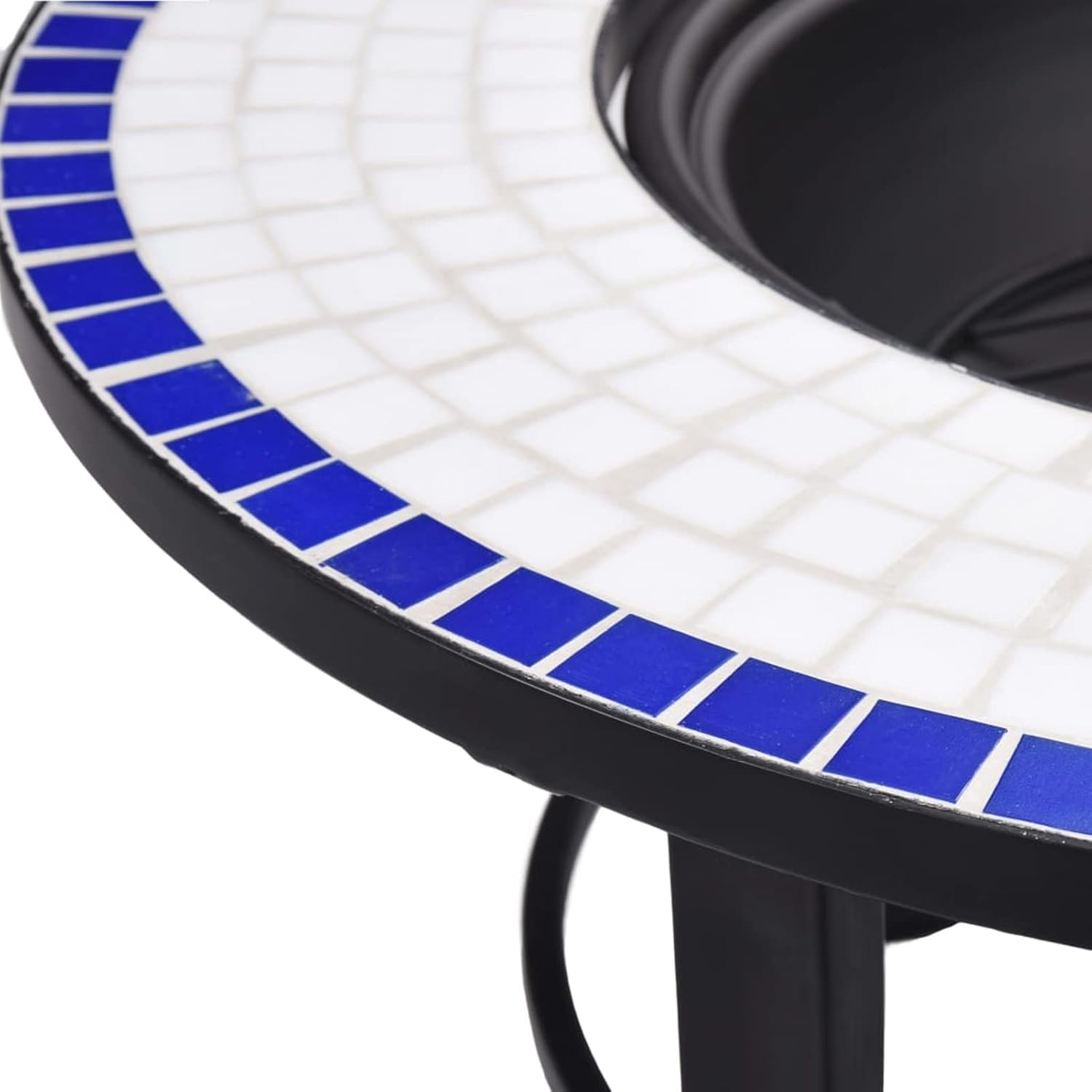 Blue and White Mosaic Fire Pit 68 cm in Ceramic, Outdoor Fire Pit, Garden Fire Pit, Fire Pit for Camping, Heating Camping Terrace