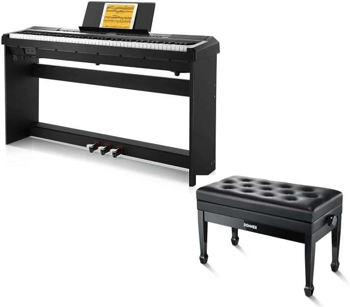 Donner DEP-20 Beginner Digital Piano+Donner Adjustable Duet Piano Bench with Storage