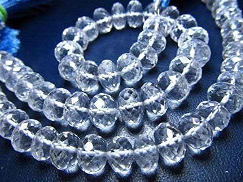 13 inch natural beads strand of 7-8mm faceted rondelle crystal quartz gemstone beads for DIY jewelry - necklace, bracelet, earring, ring.