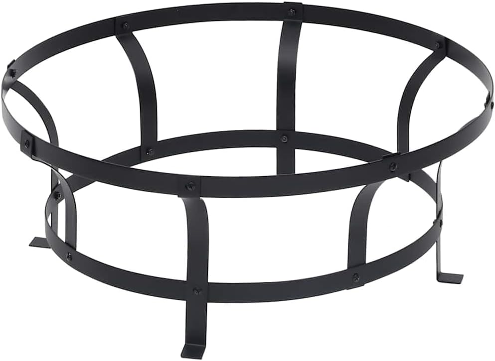 vidaXL Outdoor Fire Pit with Grill 29.9 Inch -, Weatherproof Steel Construction, Safety Mesh, Wood-Handled Poker, Ideal for Deck, Patio, Backyard Use