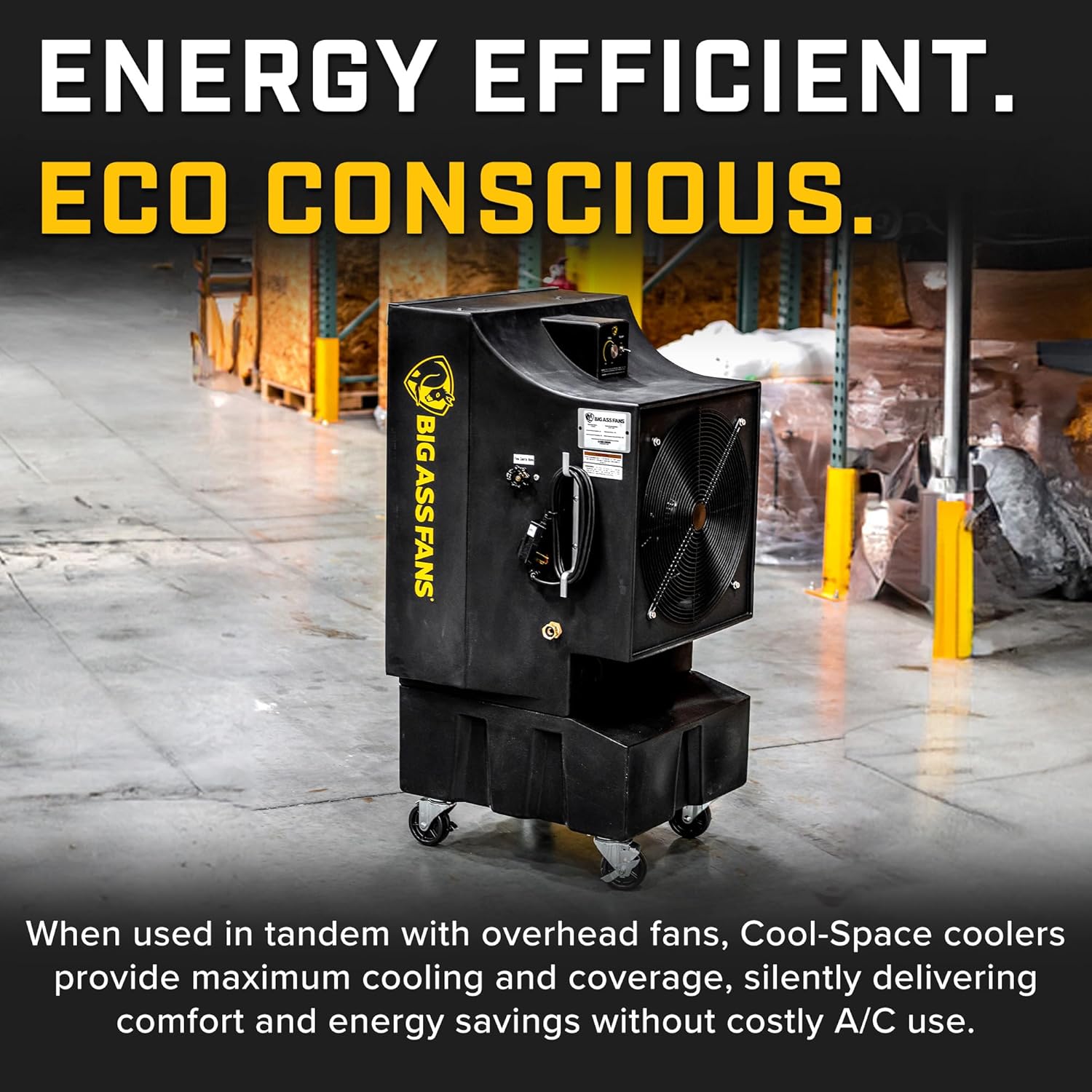 Big Ass Fans - Cool-Space 300 - Portable Evaporative Swamp Cooler, 18 Inch Diameter Fan, Indoor Outdoor Use, Continuous or Fillable 16 Gallon Capacity, Variable Speed – Cooling for Workshops, Garages