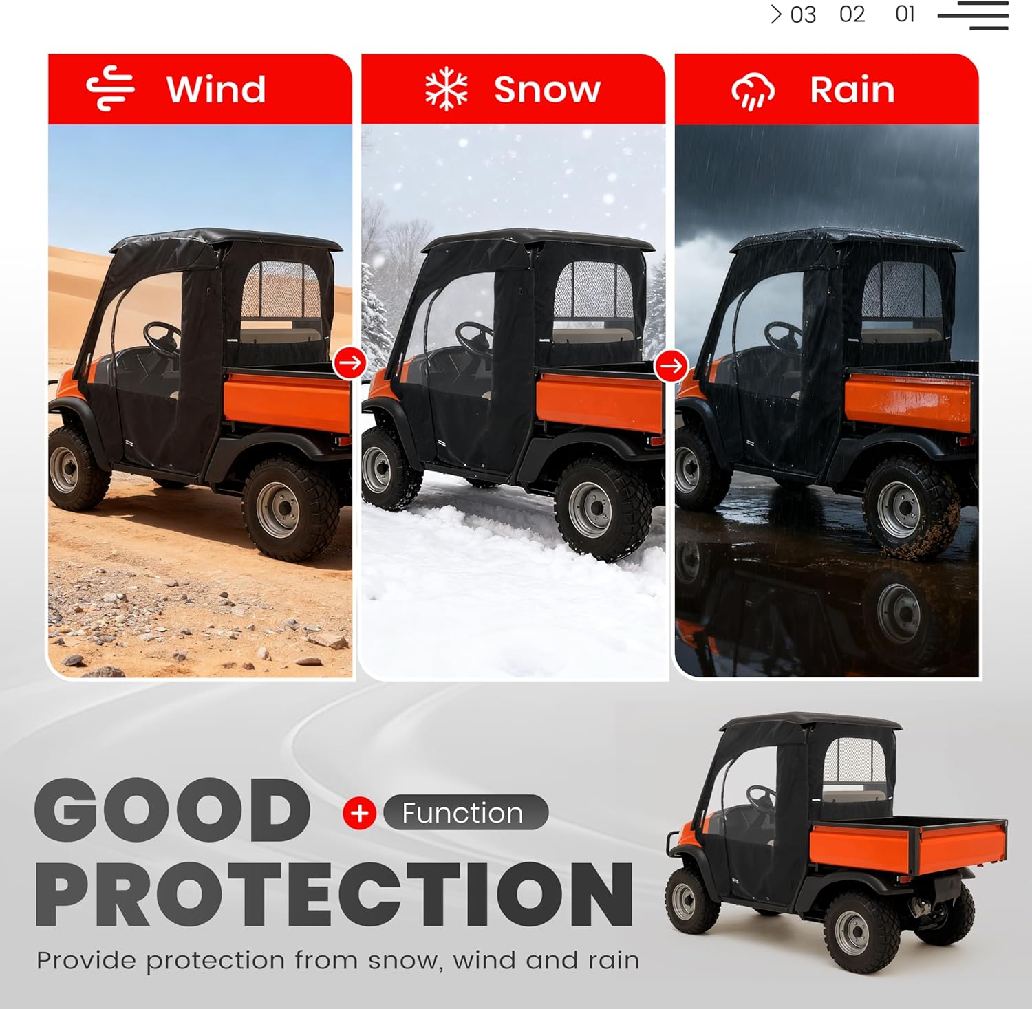 UTV Soft Cab Enclosure Doors with Rear Window Compatible with 2008-2021 Kubota RTV 400/450/500/520 Models Black Soft Door Clear Window Accessories