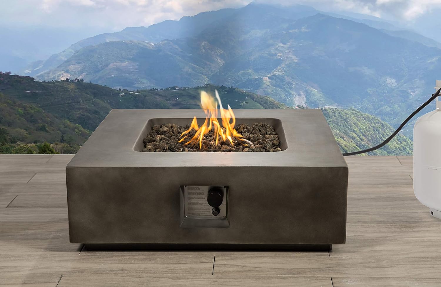 Century Modern Outdoor LSI Fire Pit for Outdoor Home Garden Backyard Fireplace, Square Shape (12'' Hx36'' Wx36'' D, Black)